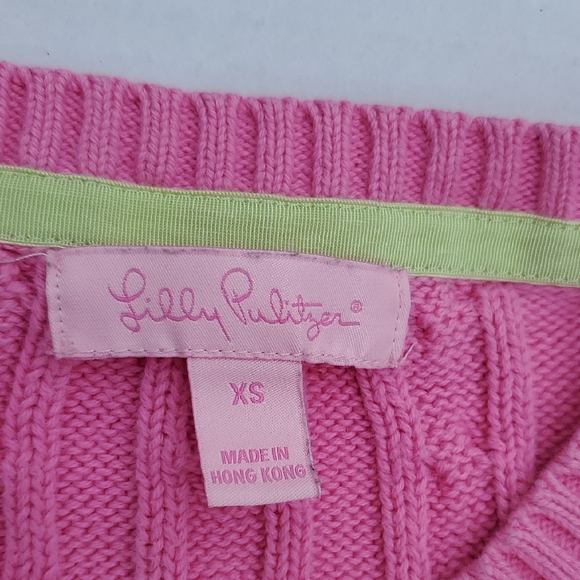Lilly Pulitzer Pink Crew Neck Cable Knit Sweater - Picture 3 of 12